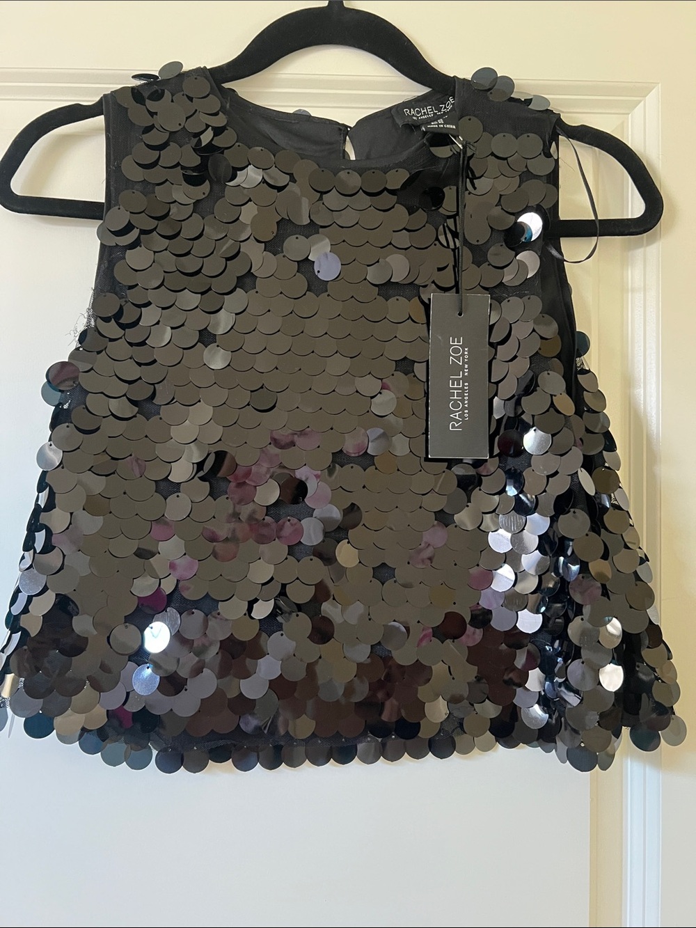 Rachel Zoe Black Sequin Camisole Top Size XS - Picture 4 of 6